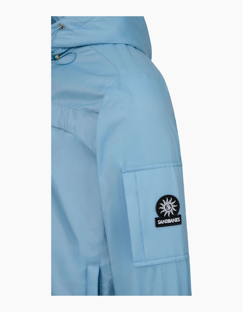 HOODED NYLON WINDCHEATER DUSTY BLUE
