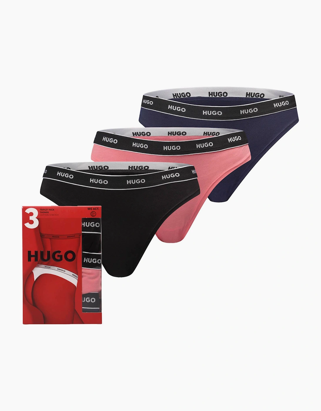 3 Pack of Stretch Cotton Thongs, 2 of 1