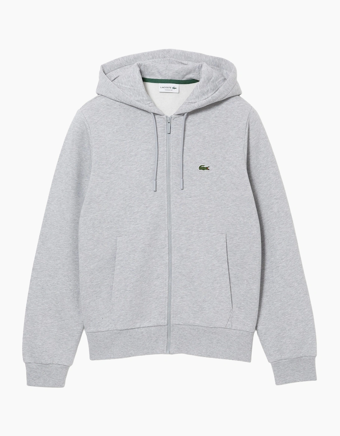 Lacoste Men's Grey Sh9626 Full Zip Fleece Hoodie  40 Large