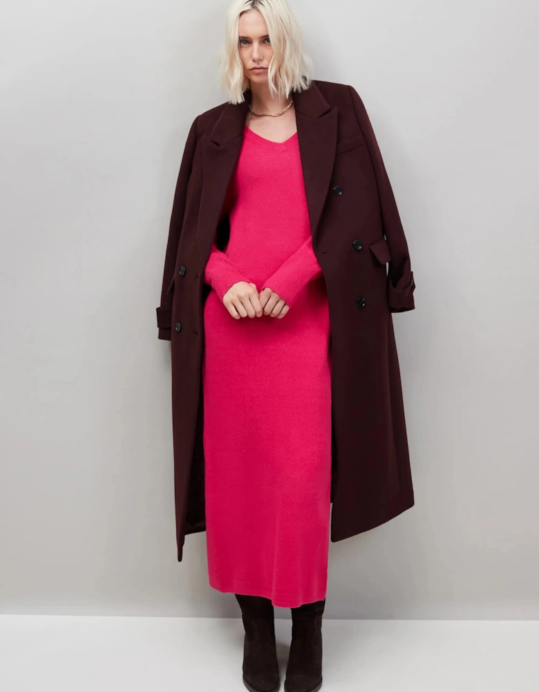 Pink V-Neck Knit Dress