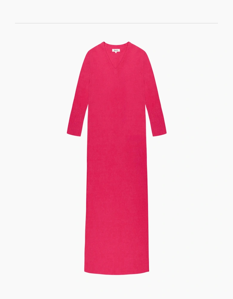 Pink V-Neck Knit Dress
