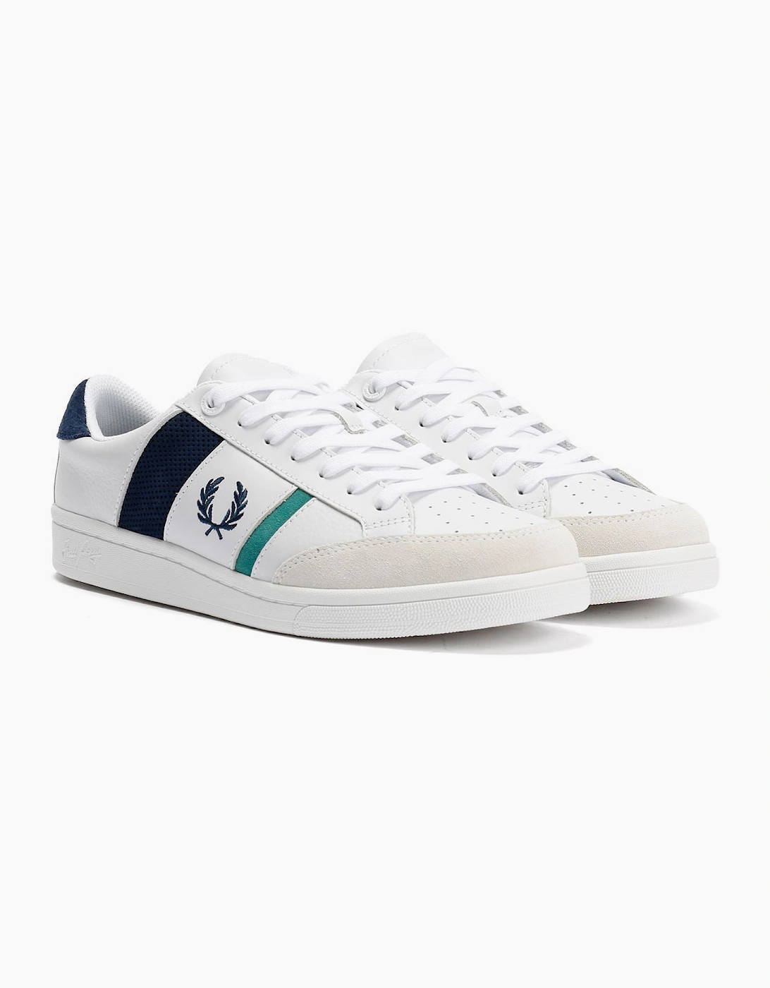 Fred Perry B725 Leather Suede Men's White/Navy/Mint Trainers