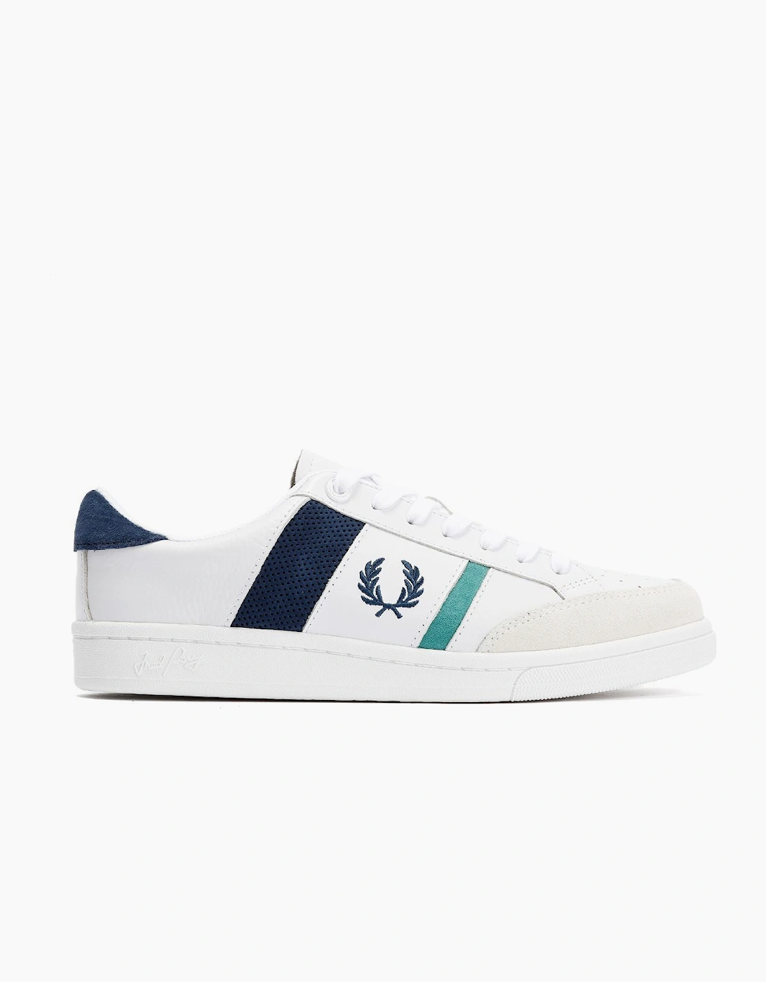 Fred Perry B725 Leather Suede Men's White/Navy/Mint Trainers