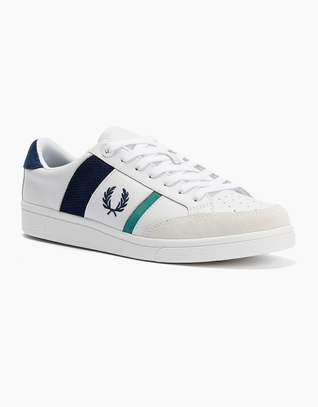 Fred Perry B725 Leather Suede Men's White/Navy/Mint Trainers