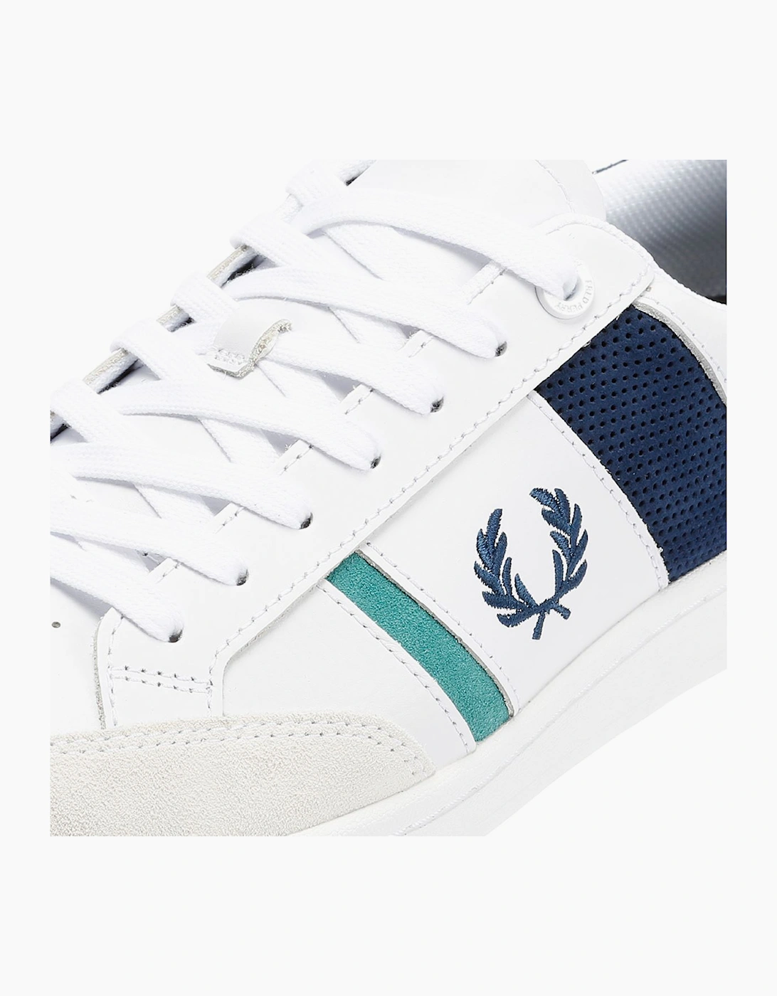 Fred Perry B725 Leather Suede Men's White/Navy/Mint Trainers