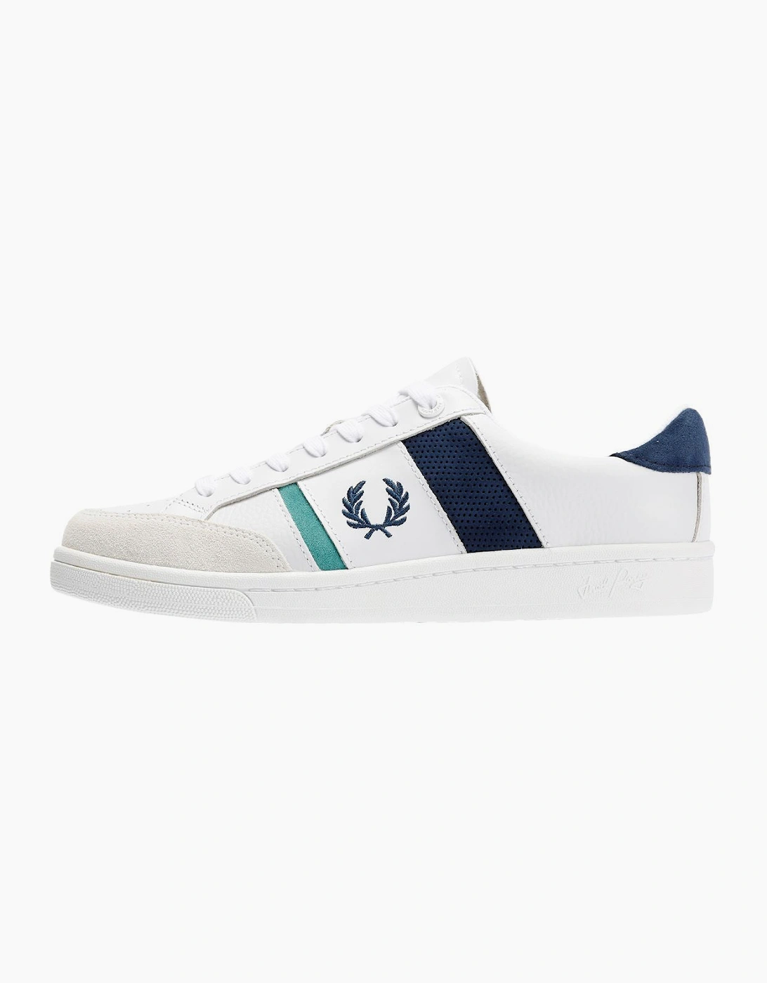 Fred Perry B725 Leather Suede Men's White/Navy/Mint Trainers