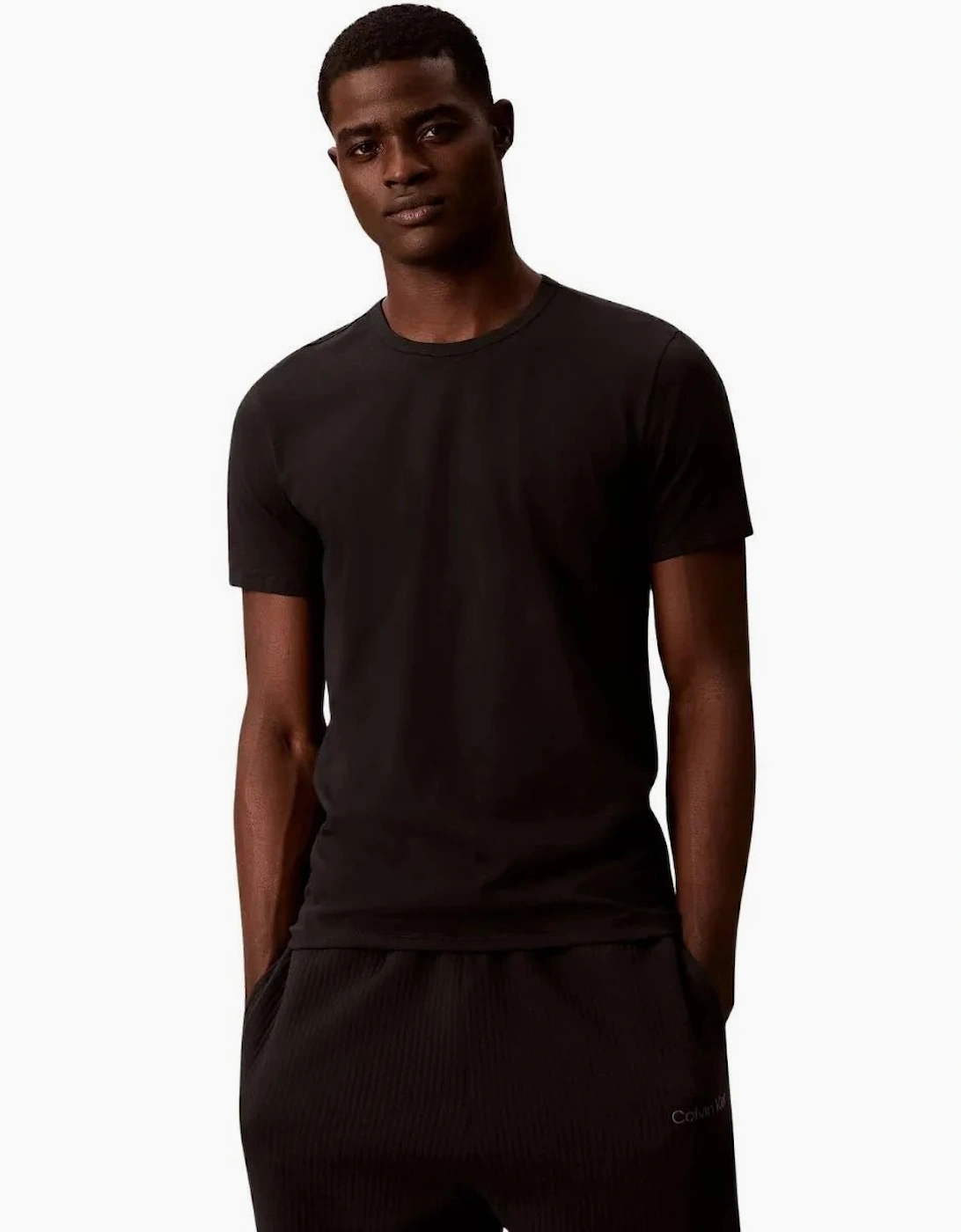 3-Pack Cotton Microfibre Stretch T-Shirts, Black/White/Blue
