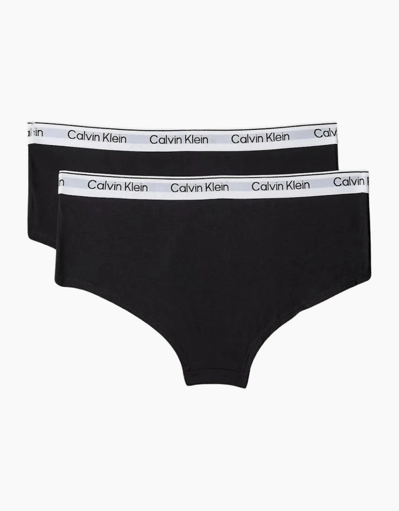 Girls 2-Pack Icon Cotton Stretch Boy Shorts, Black