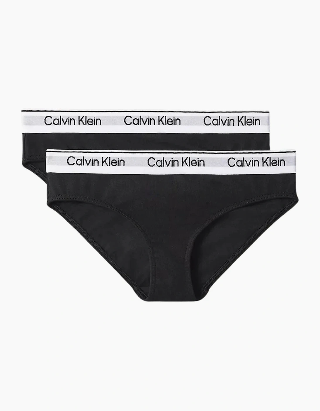 Calvin Klein Girls Black/Black  2-Pack Icon Cotton Stretch Bikini Briefs, - Size 14 Years/15 Years/16 Years Kids