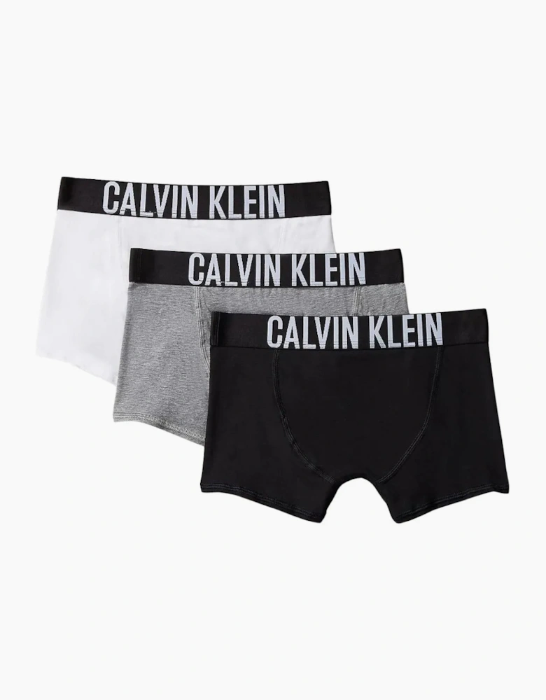 Boys 3-Pack Intense Power Boxer Trunks, Black/White/Grey