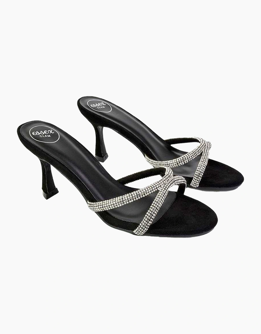 Womens/Ladies Abby Diamante Strappy Stiletto Heel Mule Sandals