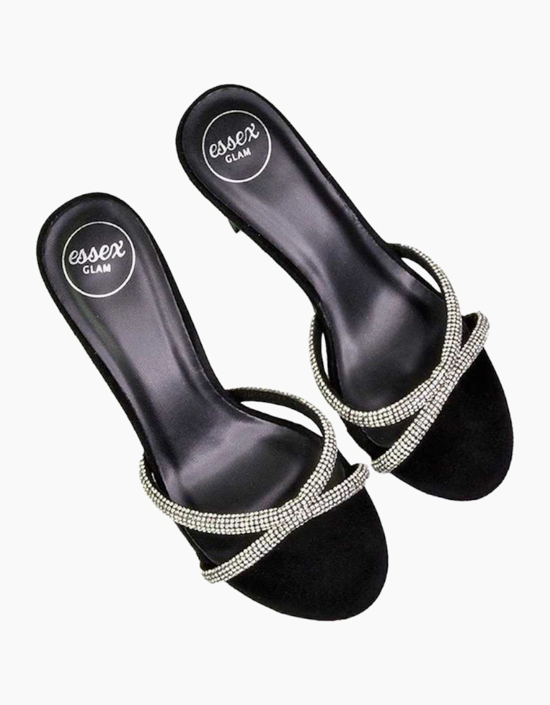 Womens/Ladies Abby Diamante Strappy Stiletto Heel Mule Sandals