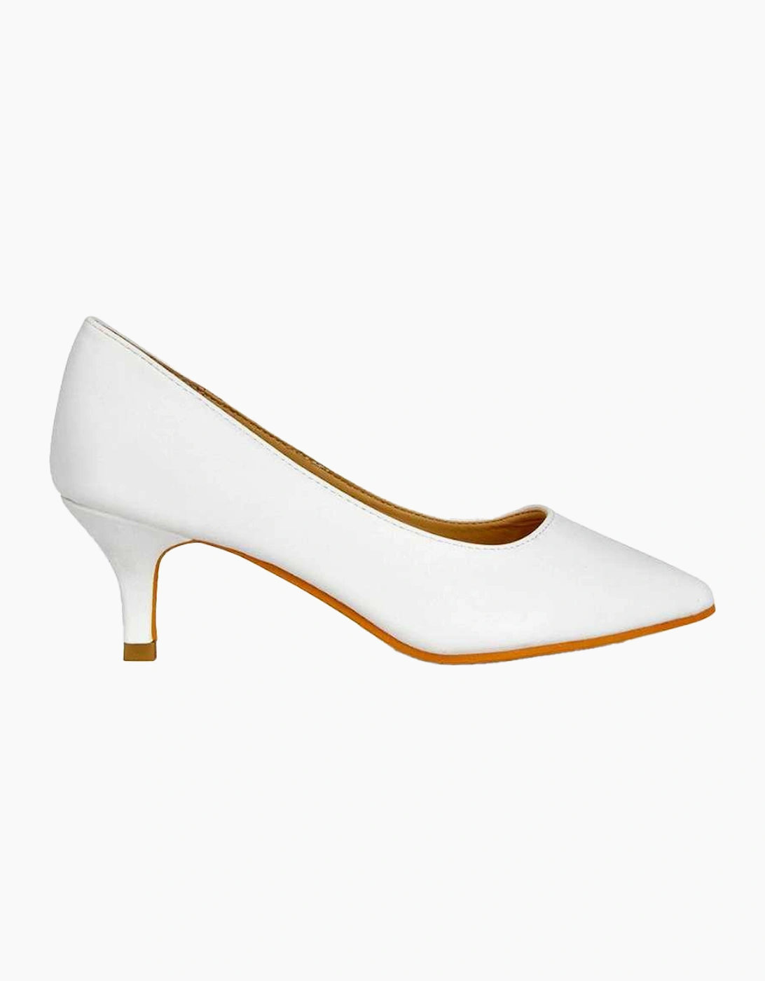 Women's XY London Womens/Ladies Gwyneth Pointed Mid Stiletto Kitten Court Shoes - White - Size: 6