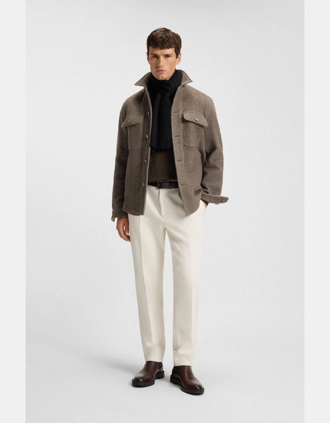 Albas Logo Plaque Scarf in Virgin Wool