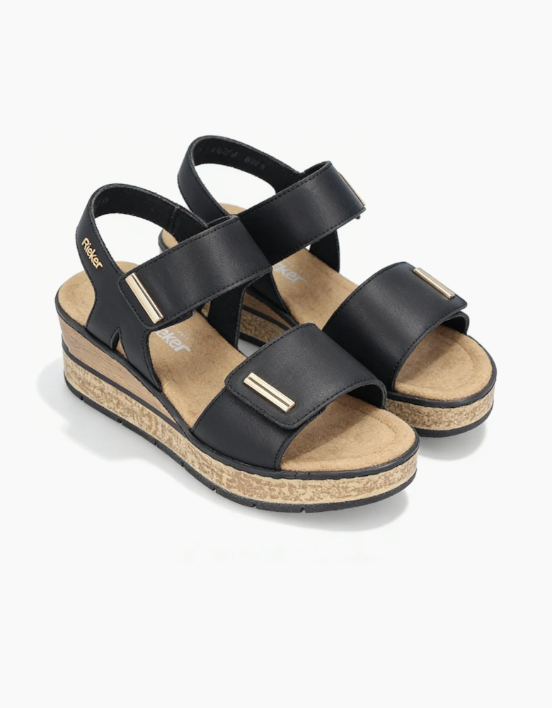 ROSE Womens Wedge Sandals Black