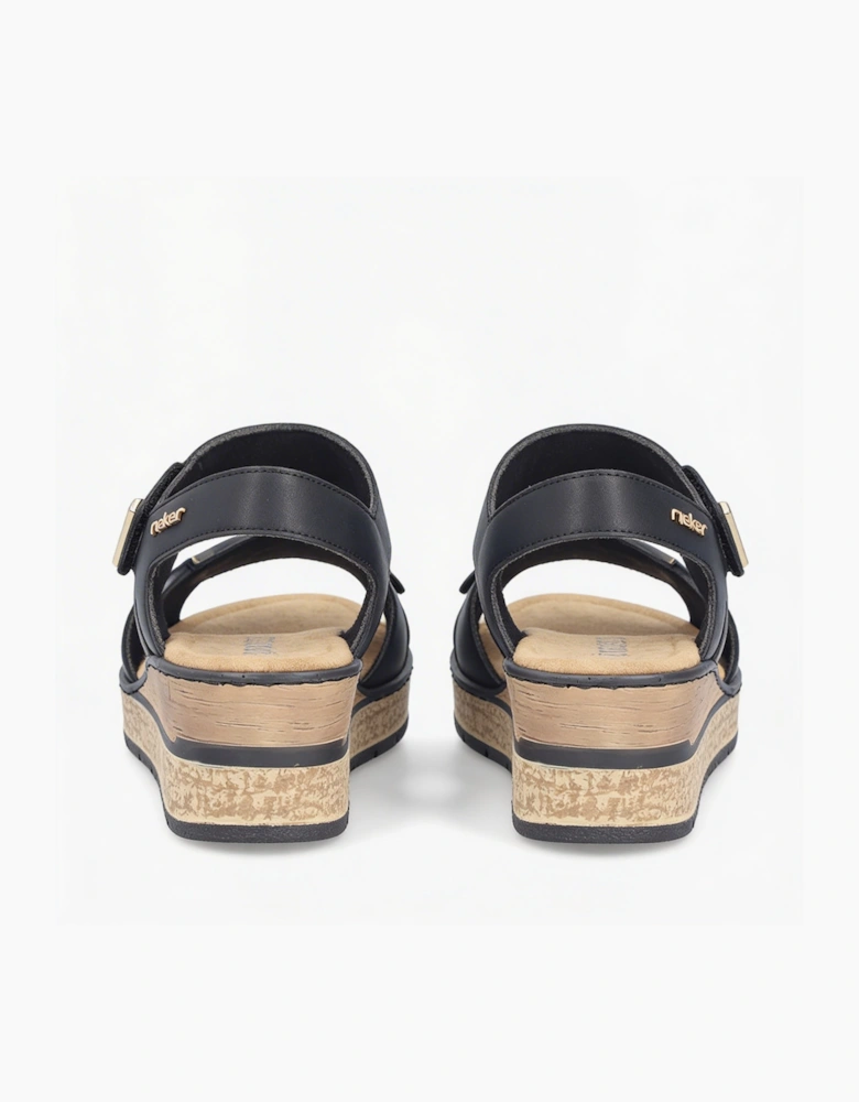 ROSE Womens Wedge Sandals Black