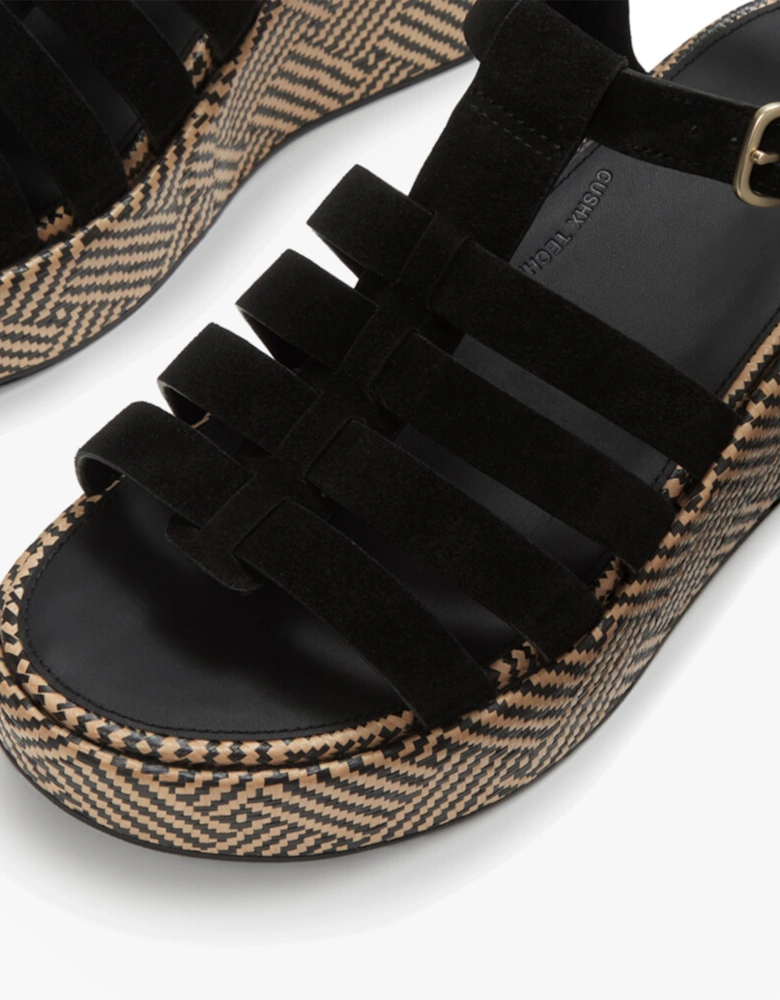 PLATFFORMS GRAPHIC Womens Wedge Sandals Black