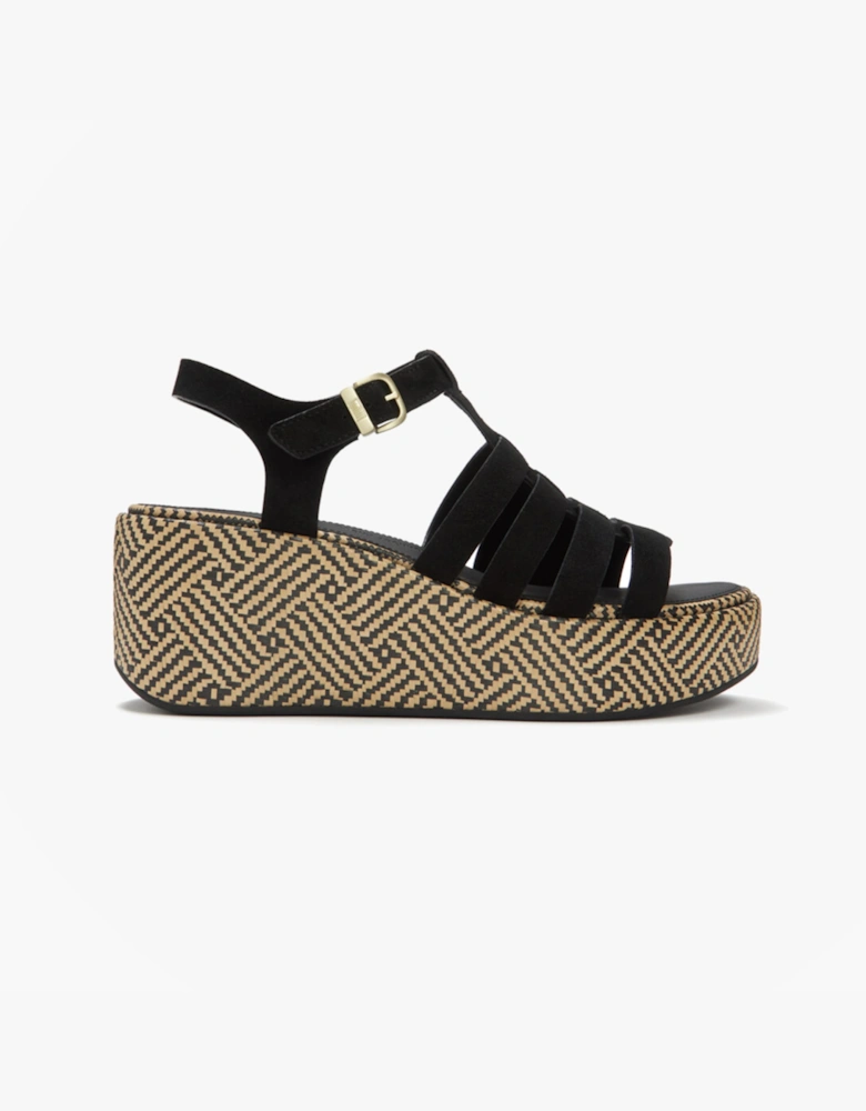 PLATFFORMS GRAPHIC Womens Wedge Sandals Black
