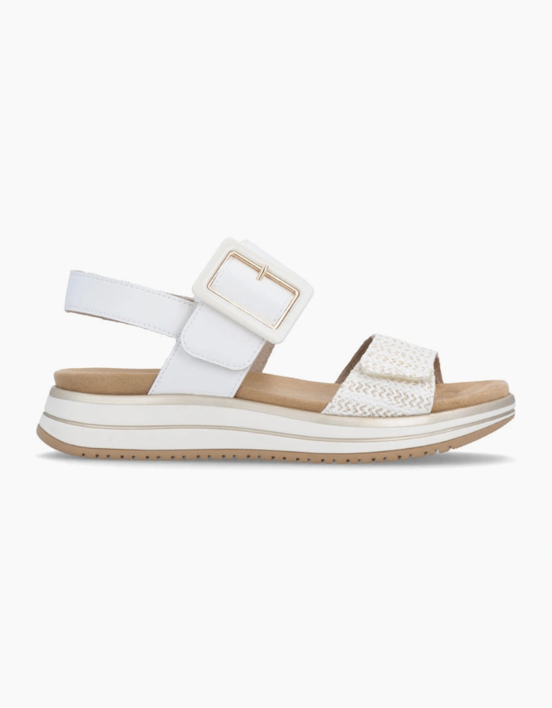 D1J53 Womens Cross Strap Sandals White