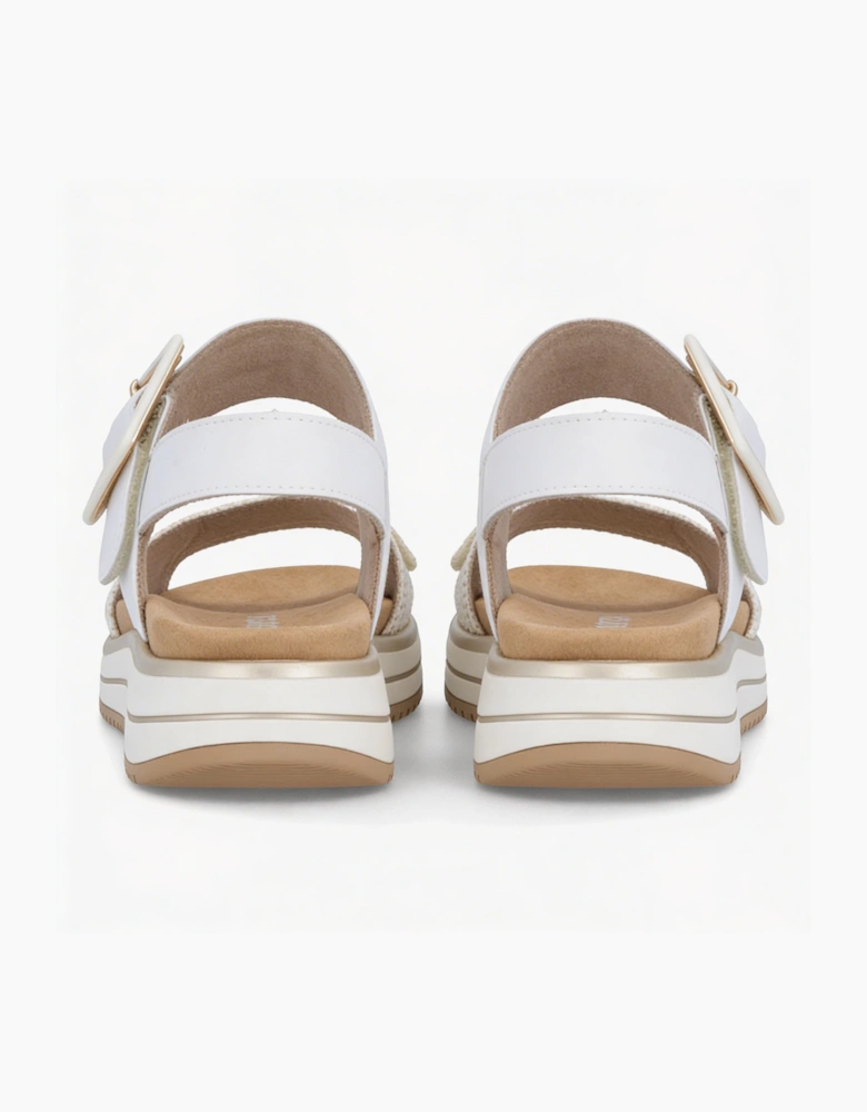 D1J53 Womens Cross Strap Sandals White