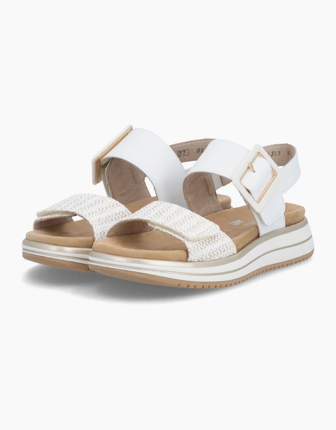 D1J53 Womens Cross Strap Sandals White