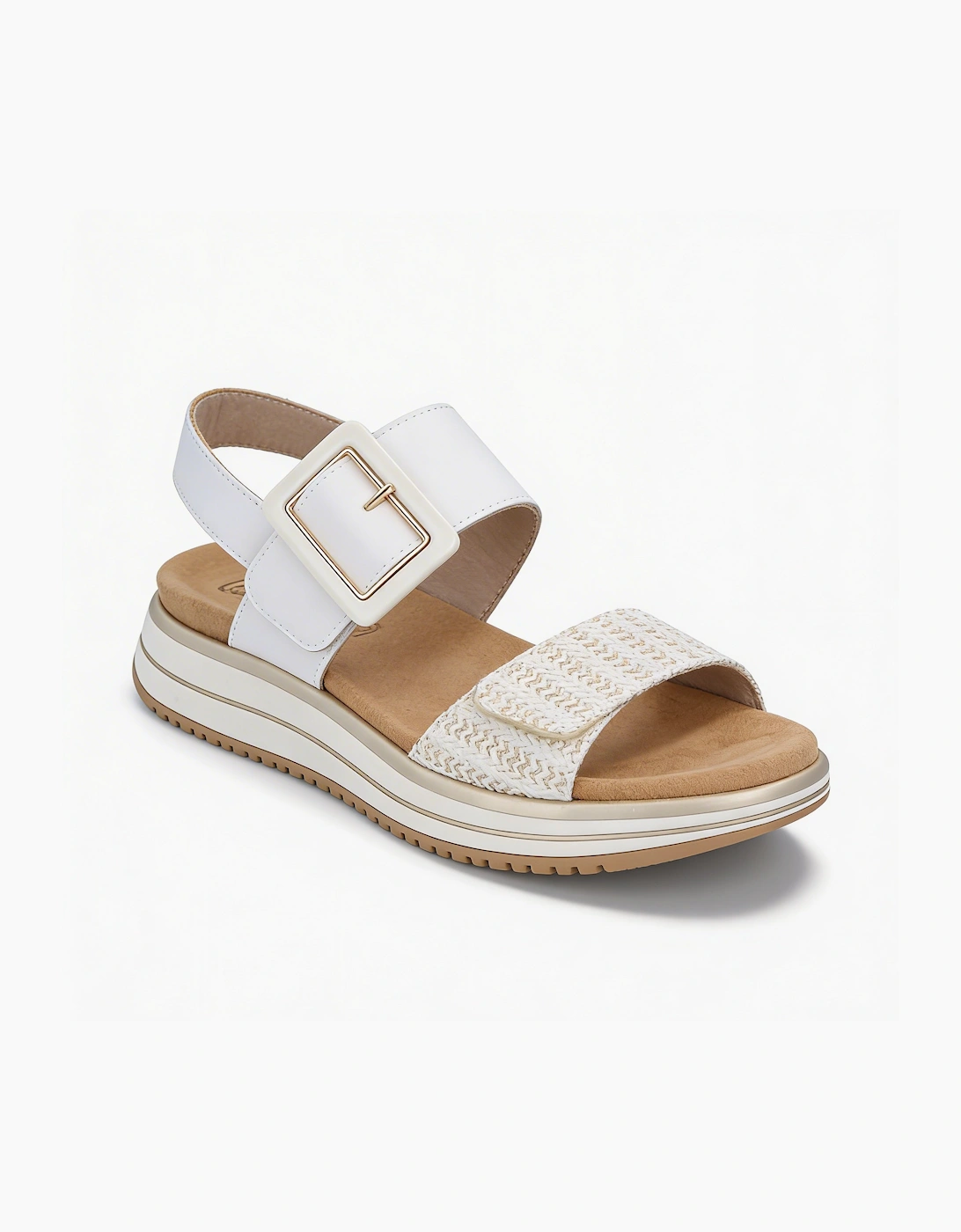 D1J53 Womens Cross Strap Sandals White