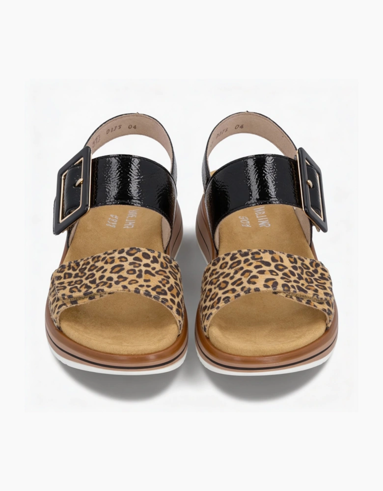 D1J53 Womens Ankle Strap Sandals Beige/Black