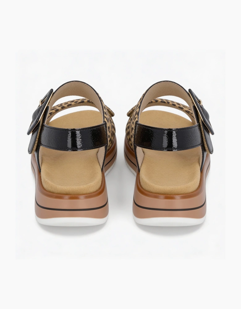 D1J53 Womens Ankle Strap Sandals Beige/Black