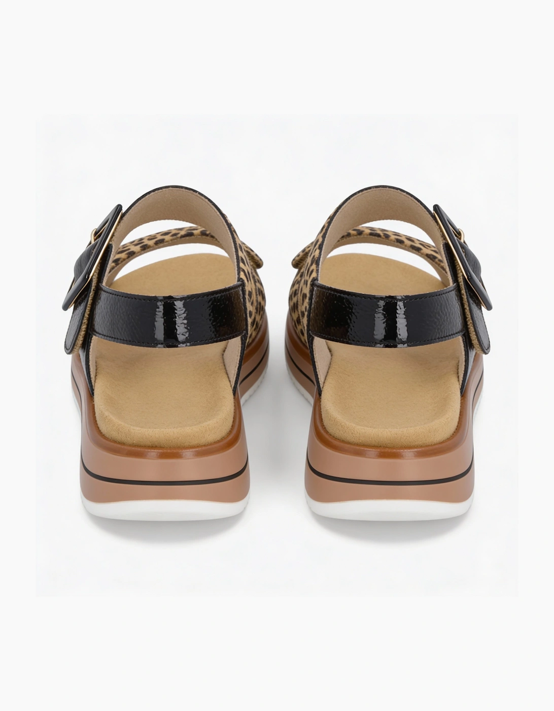 D1J53 Womens Ankle Strap Sandals Beige/Black