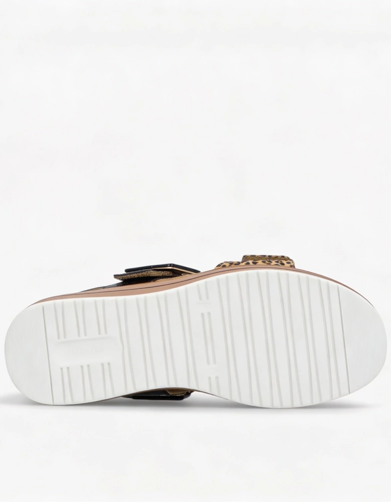 D1J53 Womens Ankle Strap Sandals Beige/Black