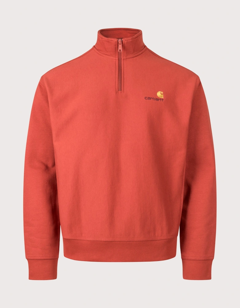 Relaxed Fit Quarter Zip American Script Sweatshirt