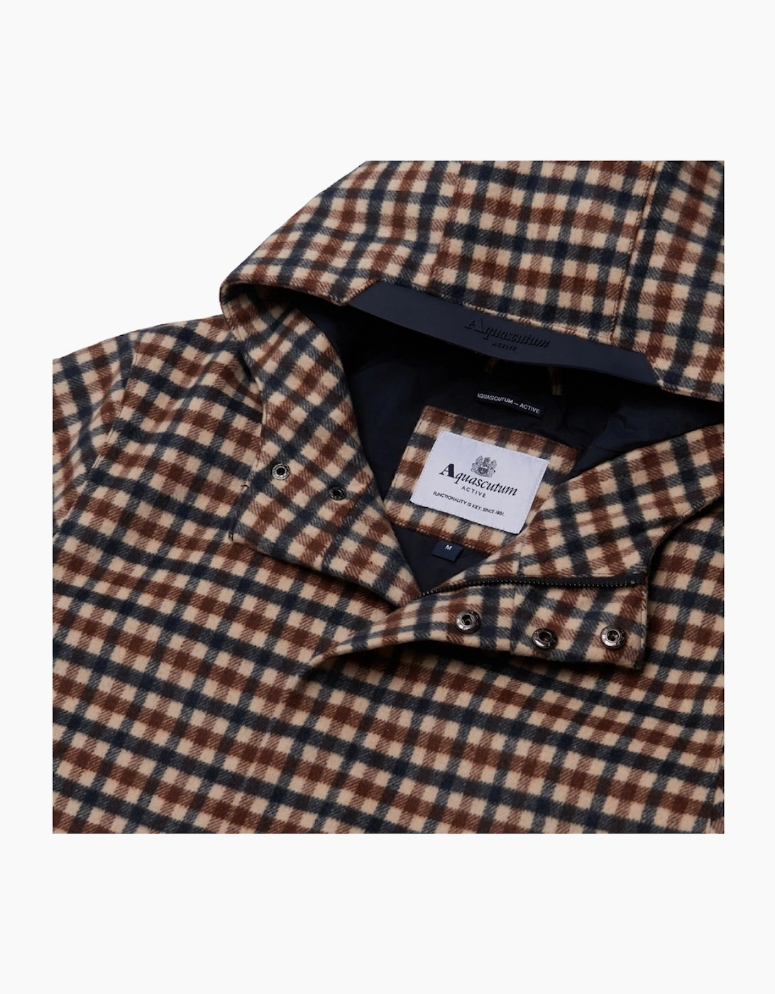 Active Wool Hooded Active Coat Club Check Jacket