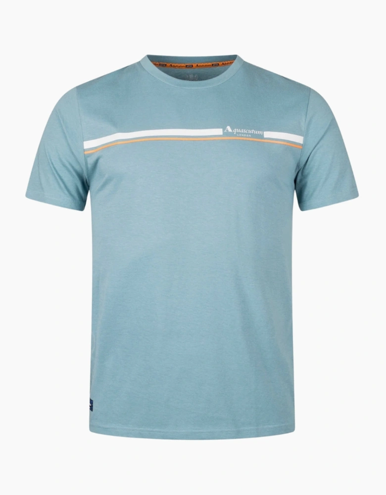 Active Cotton Stripes Avio Blue T-Shirt