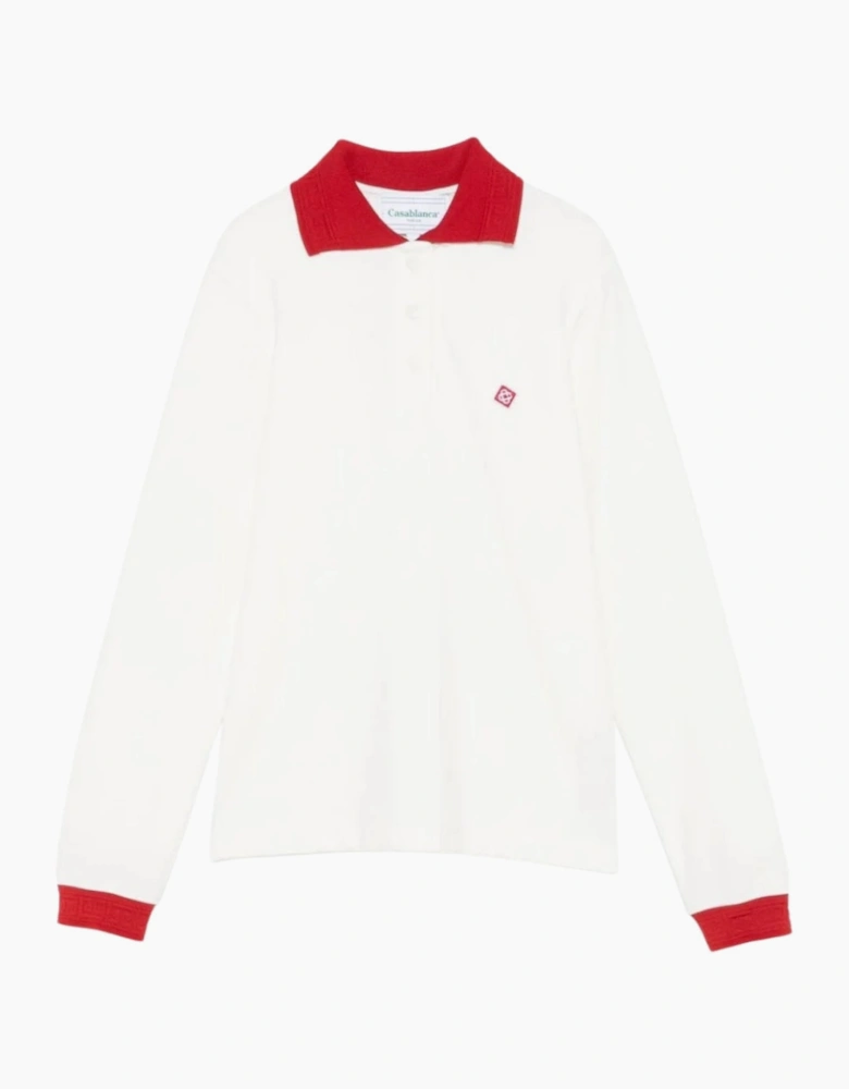 Long Sleeve Jersey Polo White Tops