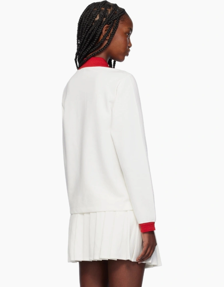 Long Sleeve Jersey Polo White Tops