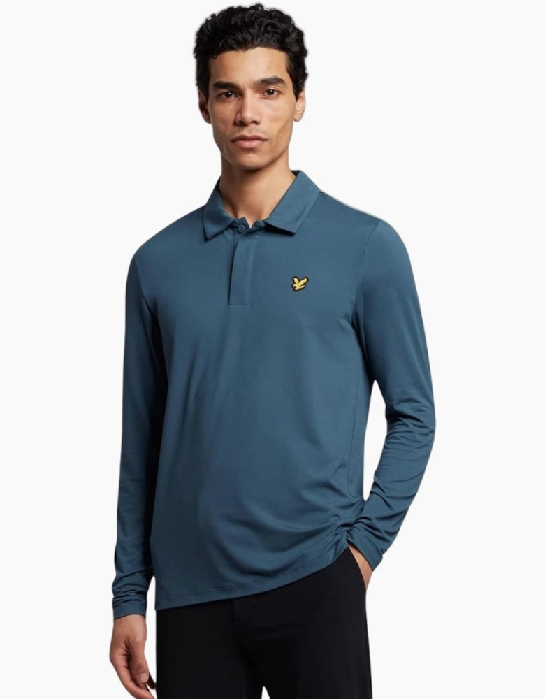 Lyle & Scott Blue Concealed Button LS Polo