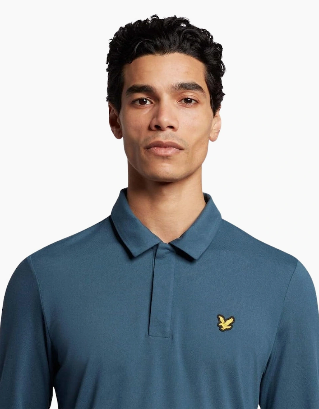Lyle & Scott Blue Concealed Button LS Polo