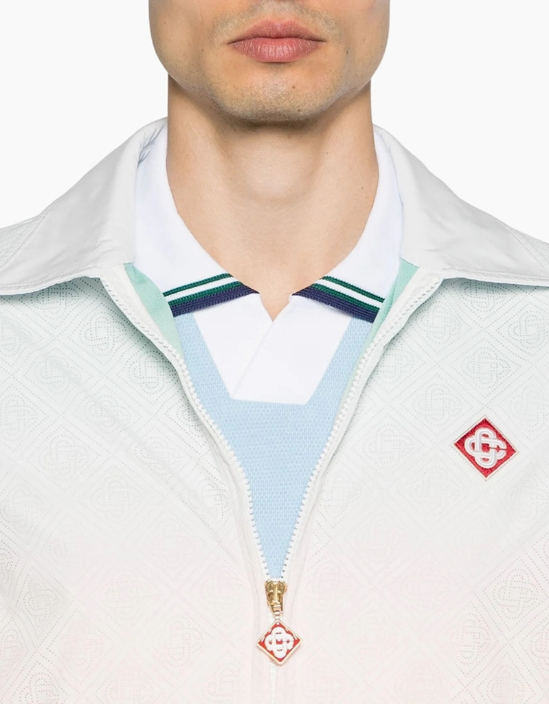 Monogram Perforated Laser Cut Gradient White Jacket