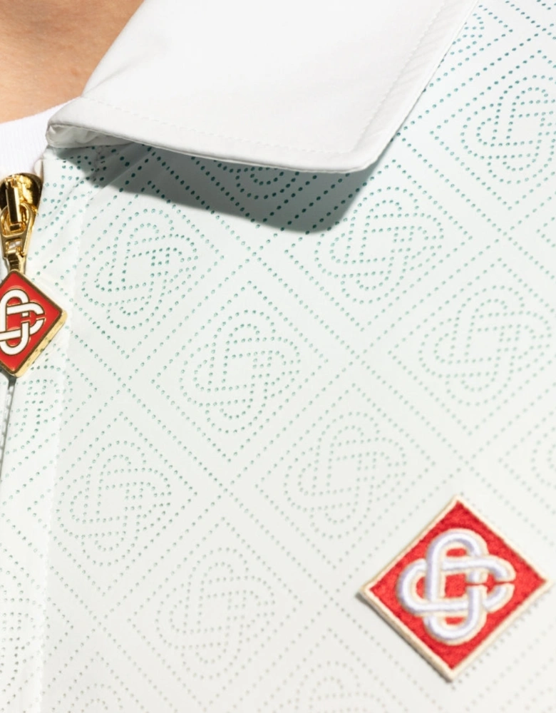 Monogram Perforated Laser Cut Gradient White Jacket