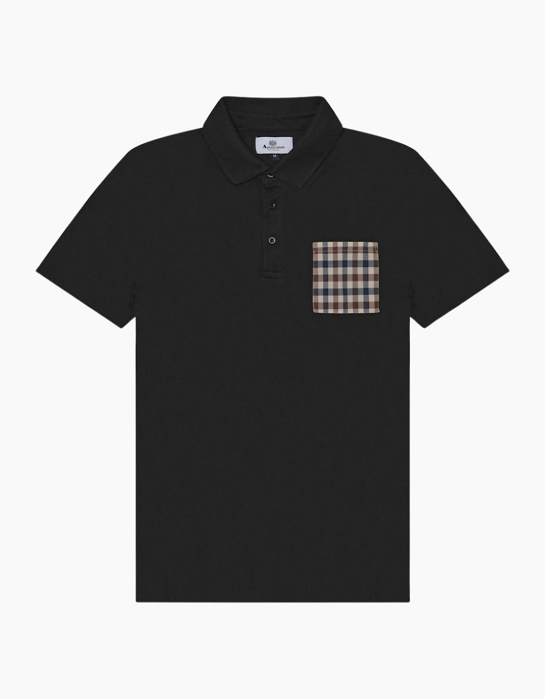 Aquascutum Men's Black Active Beach Sailor Check Polo Shirt - Size: 36