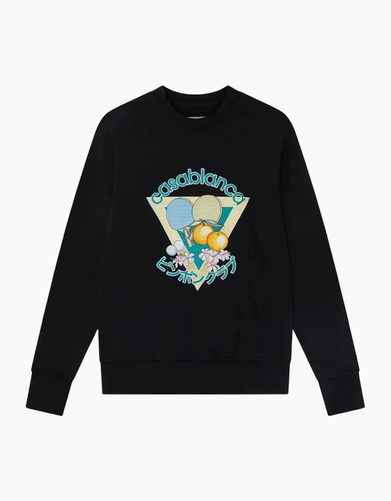 Embroidered Ping Pong Club Black Sweatshirts