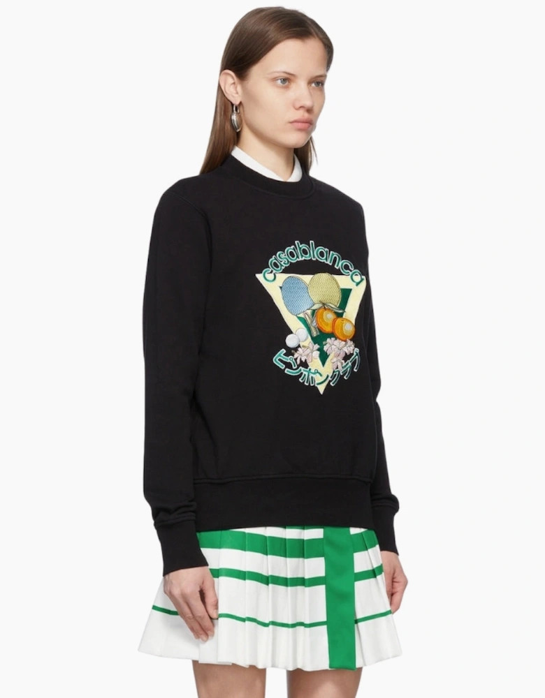 Embroidered Ping Pong Club Black Sweatshirts