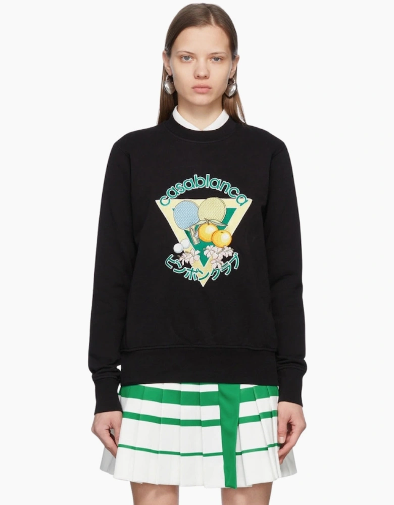 Embroidered Ping Pong Club Black Sweatshirts