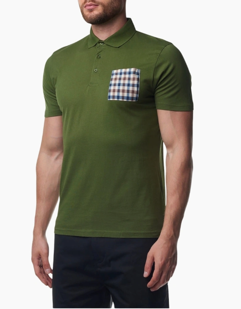 Active Beach Sailor Check Polo Army Green Polo Shirt