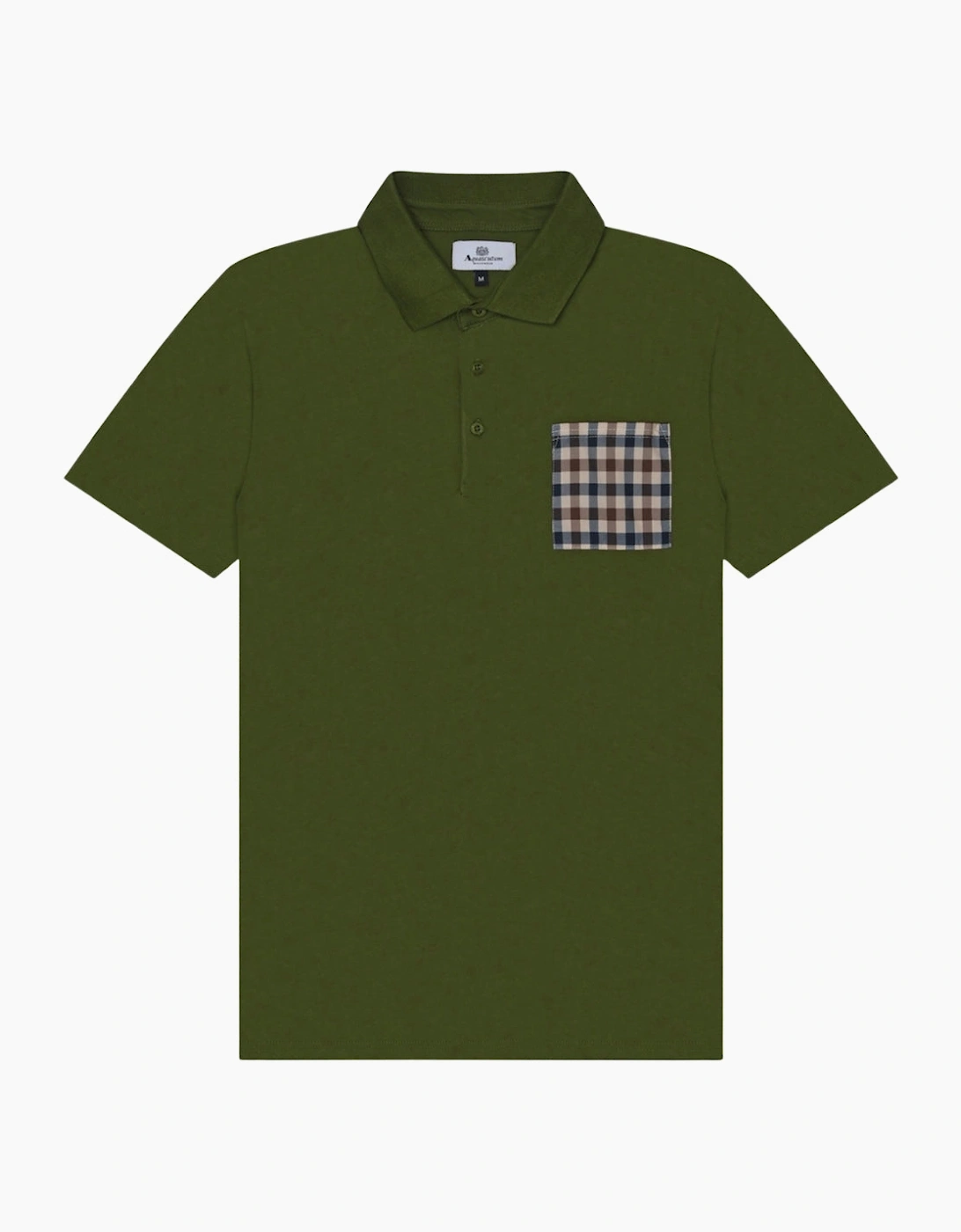 Aquascutum Men's Green Active Beach Sailor Check Polo Army Polo Shirt - Size: 36