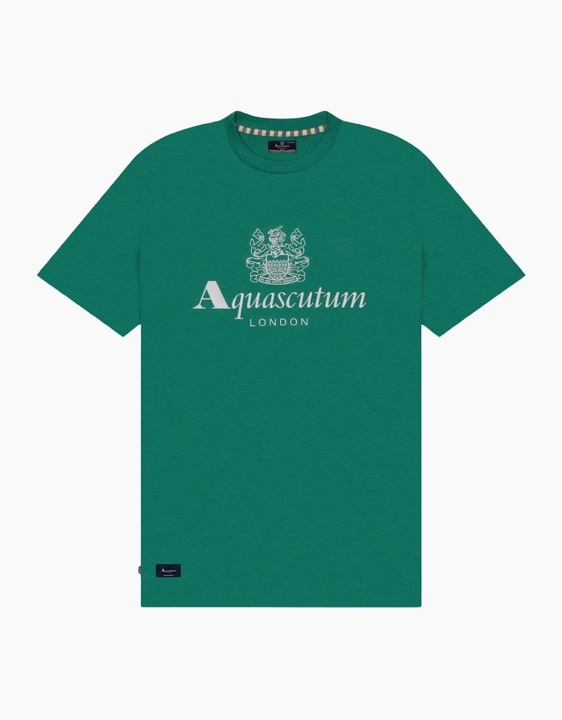 Aquascutum Men's Aquascutum Active Beach Basic Big Logo Green T-Shirt