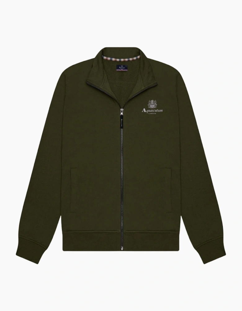 Active Small Logo Full Zip Mock Neck Fleece Army Green