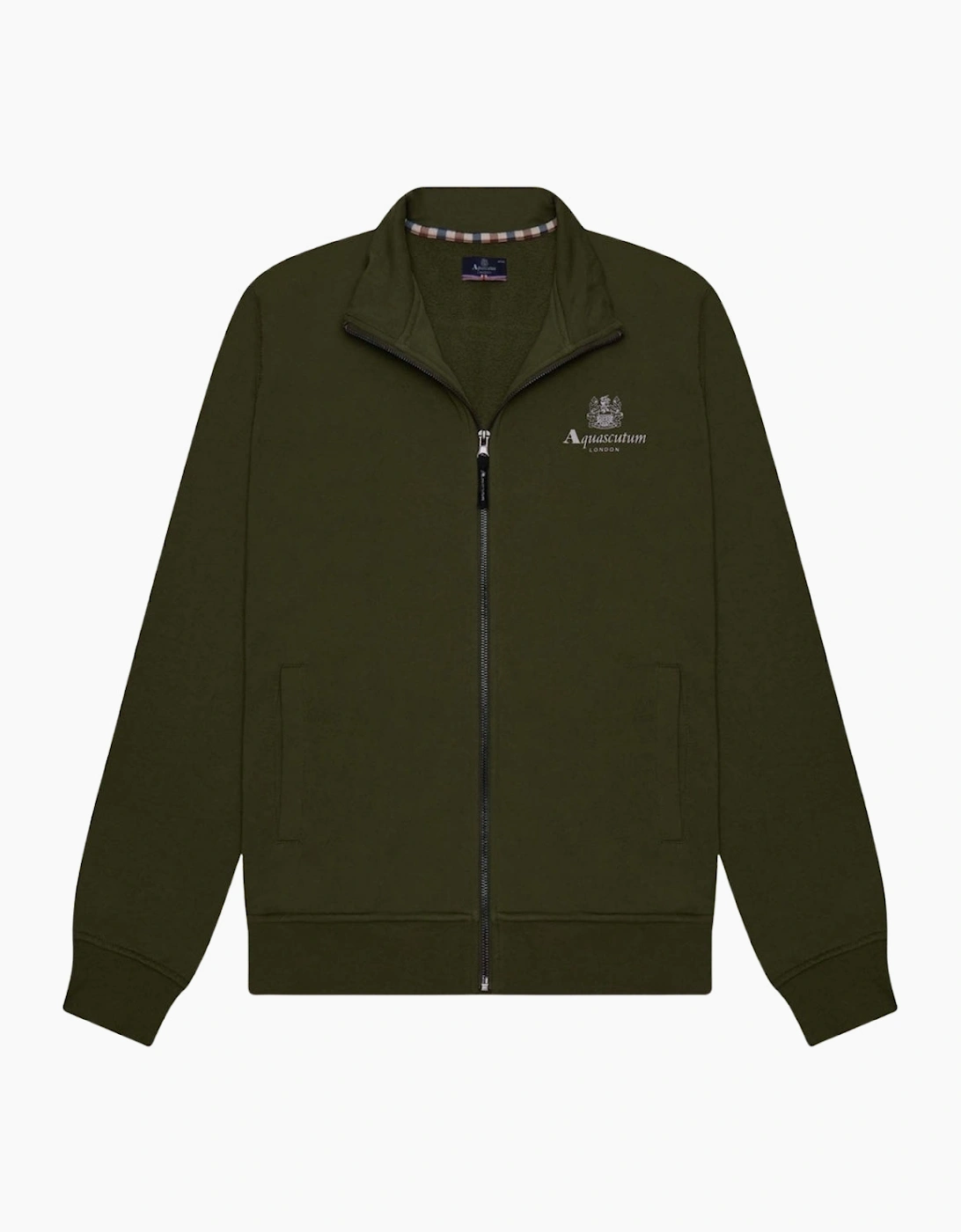Aquascutum Women's Green Active Small Logo Full Zip Mock Neck Fleece Army - Size: 14