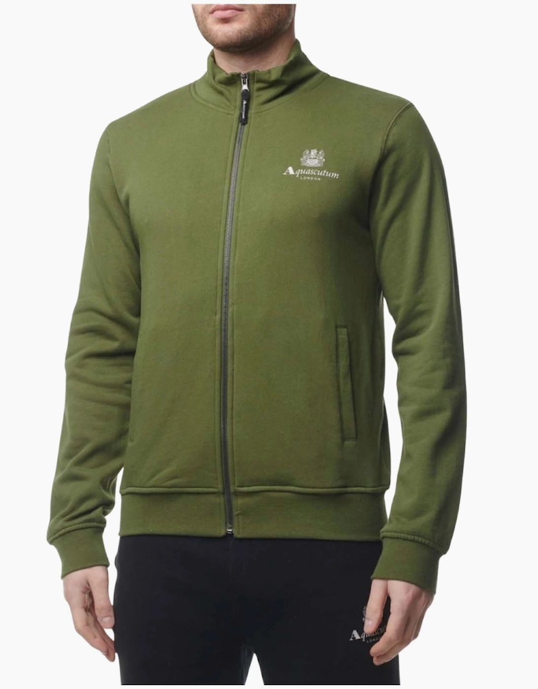 Active Small Logo Full Zip Mock Neck Fleece Army Green