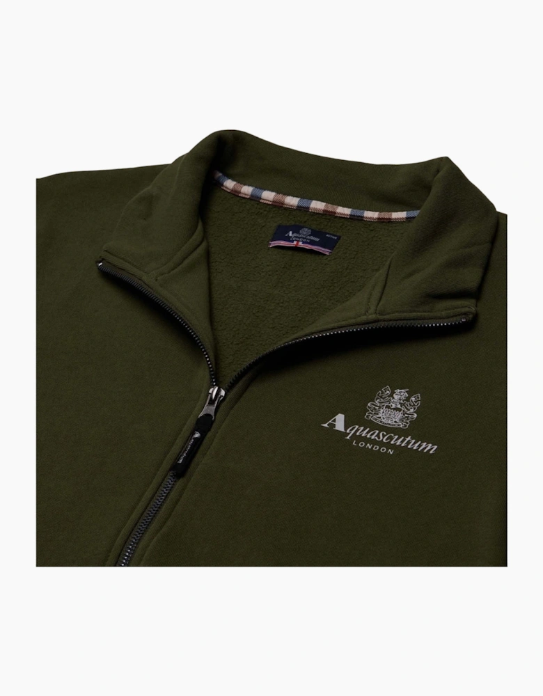 Active Small Logo Full Zip Mock Neck Fleece Army Green